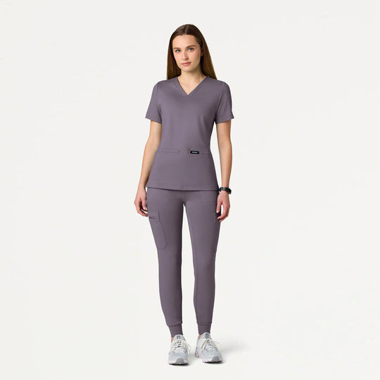 Jaanuu Scrubs Women's Cesi Slim Scrub Top Titanium | scrub-supply.com