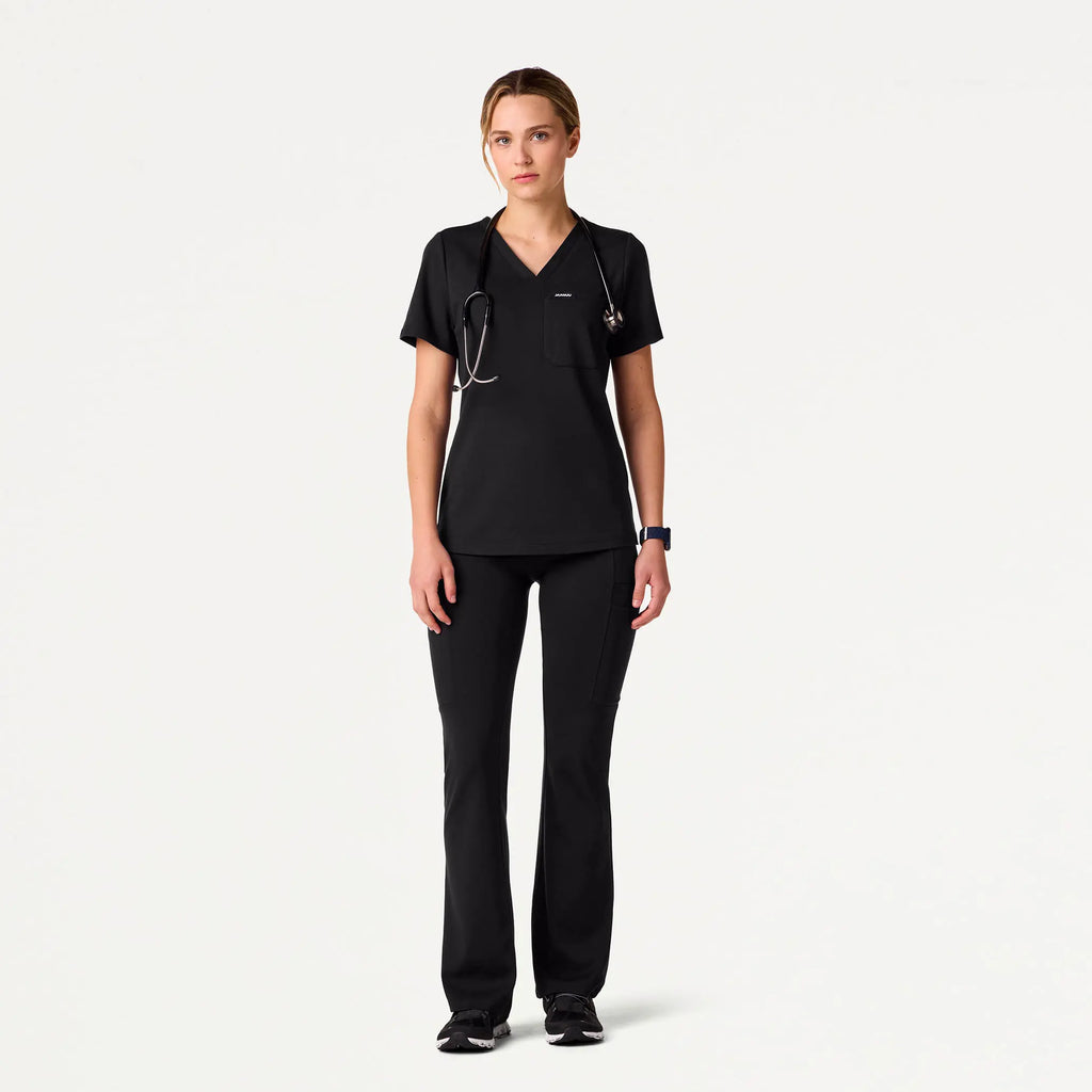 Jaanuu Scrubs Women's Sona Slim ULTRAsoft Scrub Top Black | scrub-supply.com