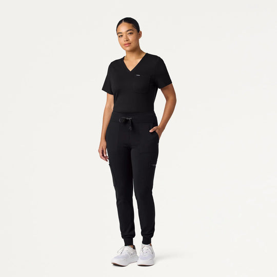 Jaanuu Scrubs Women's Sona Slim ULTRAsoft Scrub Top Black | scrub-supply.com