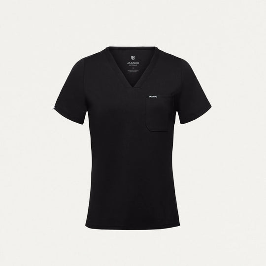 Jaanuu Scrubs Women's Sona Slim ULTRAsoft Scrub Top Black | scrub-supply.com