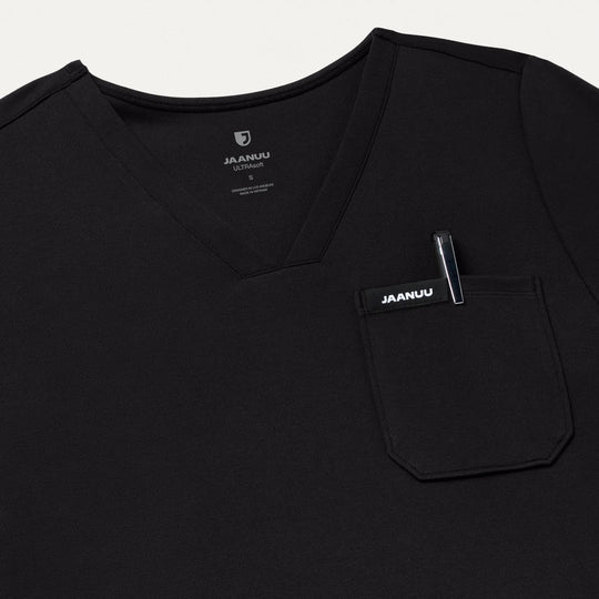 Jaanuu Scrubs Women's Sona Slim ULTRAsoft Scrub Top Black | scrub-supply.com