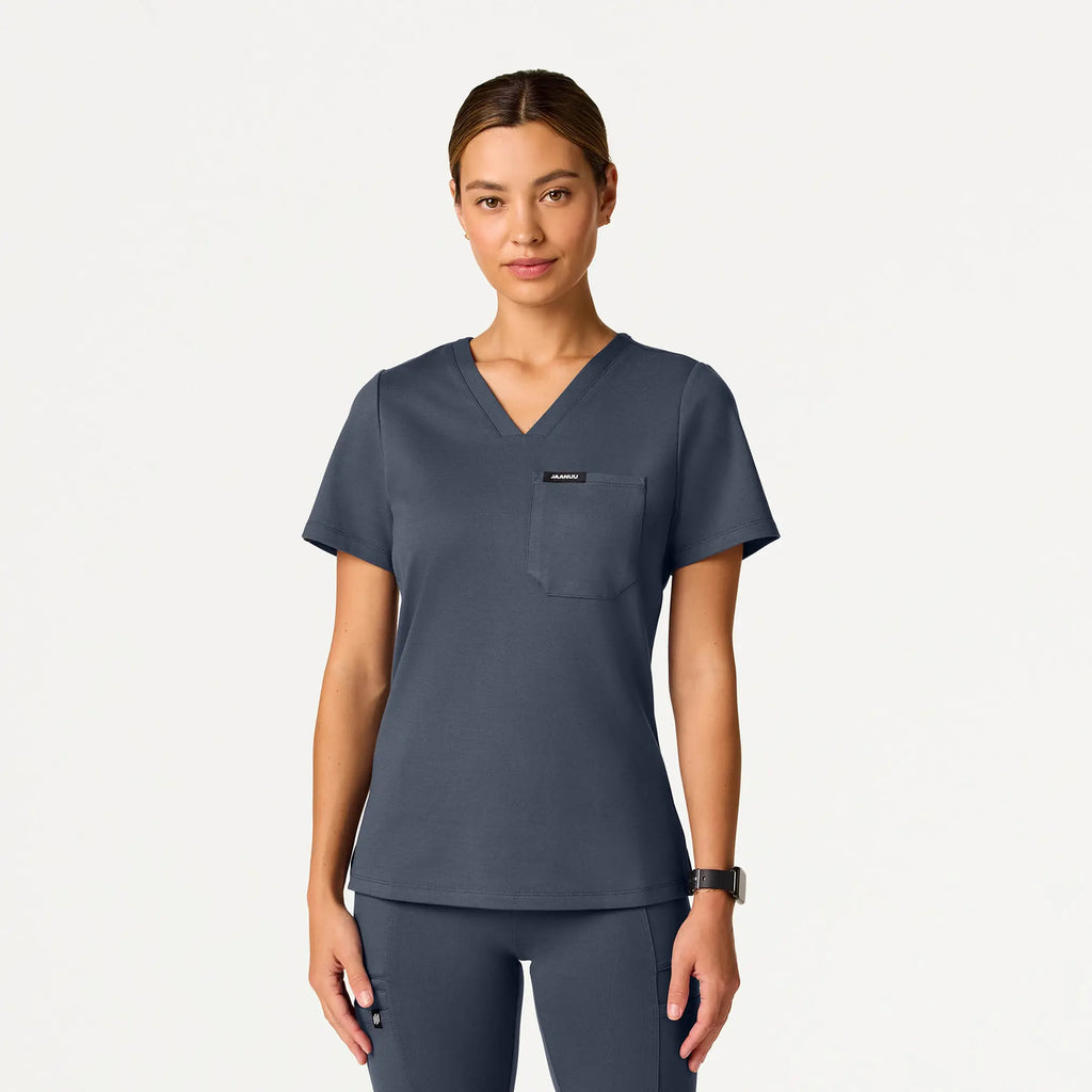 Jaanuu Scrubs Women's Sona Slim ULTRAsoft Scrub Top Carbon Gray | scrub-supply.com