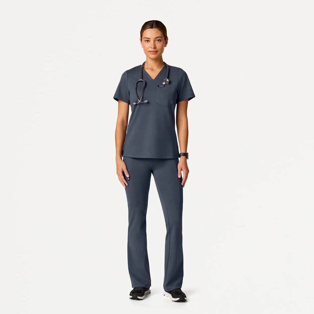 Jaanuu Scrubs Women's Sona Slim ULTRAsoft Scrub Top Carbon Gray | scrub-supply.com