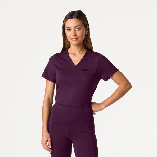 Jaanuu Scrubs Women's Sona Slim ULTRAsoft Scrub Top Deep Eggplant | scrub-supply.com