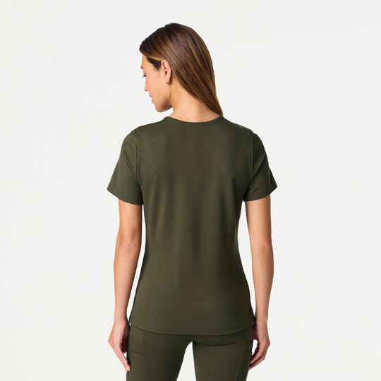 Jaanuu Scrubs Women's Sona Slim ULTRAsoft Scrub Top Deep Olive | scrub-supply.com