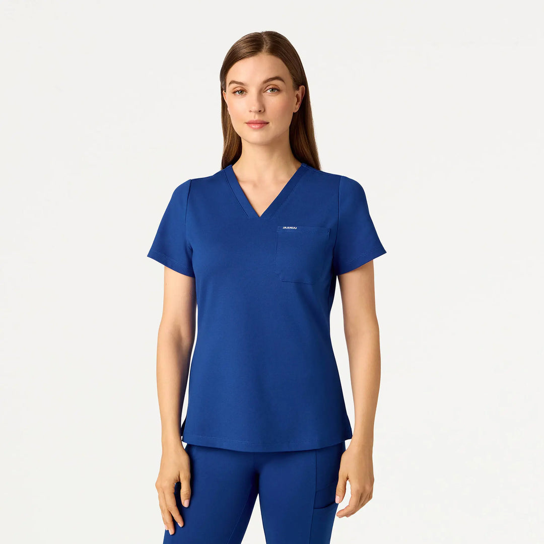 Jaanuu Scrubs Women's Sona Slim ULTRAsoft Scrub Top Galaxy | scrub-supply.com
