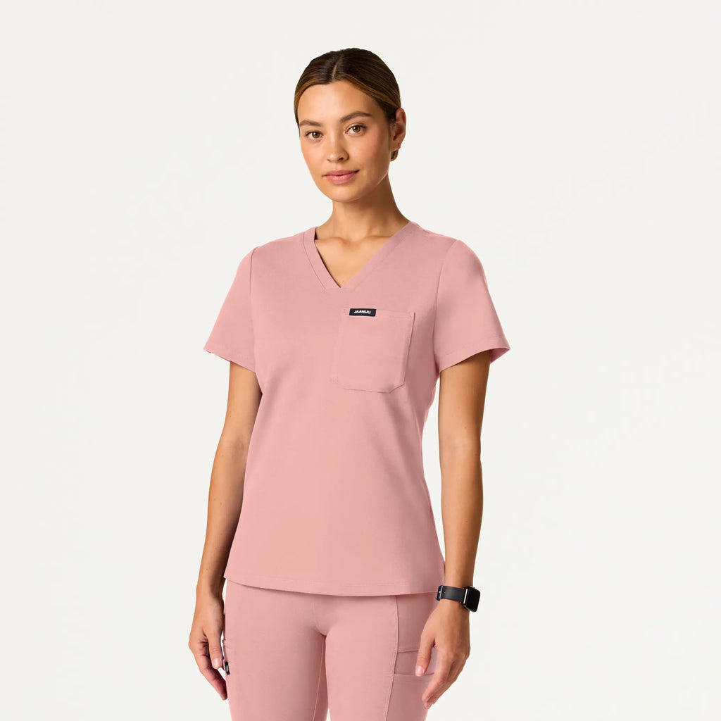 Jaanuu Scrubs Women's Sona Slim ULTRAsoft Scrub Top Mauve | scrub-supply.com