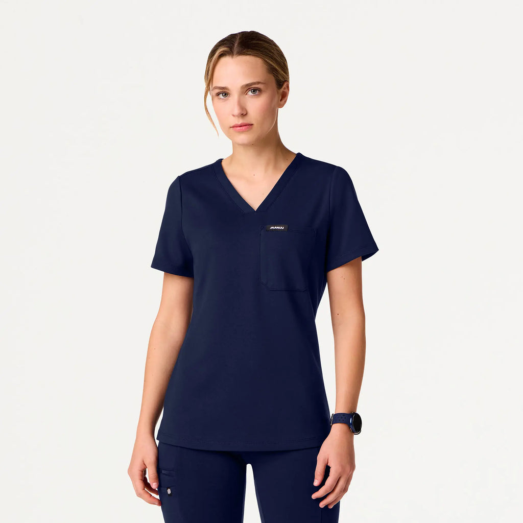 Jaanuu Scrubs Women's Sona Slim ULTRAsoft Scrub Top Midnight Navy | scrub-supply.com