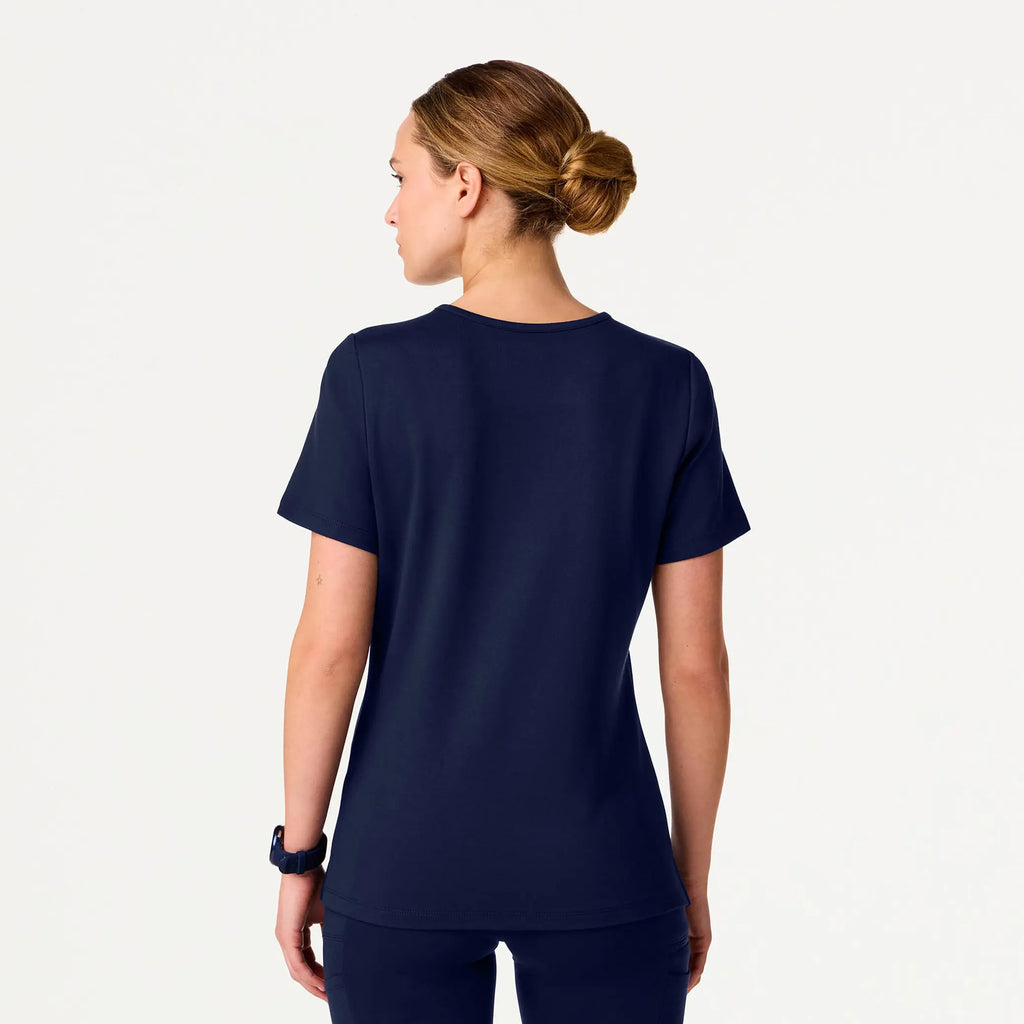 Jaanuu Scrubs Women's Sona Slim ULTRAsoft Scrub Top Midnight Navy | scrub-supply.com