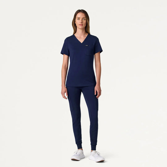 Jaanuu Scrubs Women's Sona Slim ULTRAsoft Scrub Top Midnight Navy | scrub-supply.com
