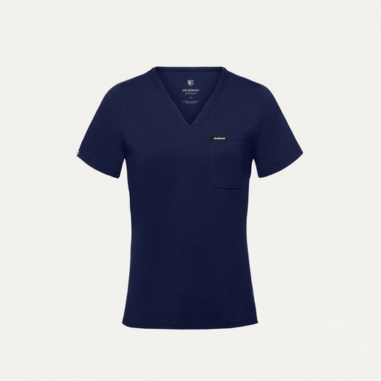 Jaanuu Scrubs Women's Sona Slim ULTRAsoft Scrub Top Midnight Navy | scrub-supply.com