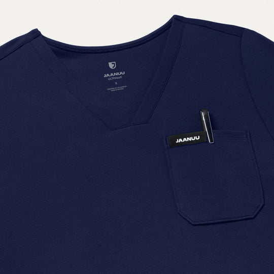 Jaanuu Scrubs Women's Sona Slim ULTRAsoft Scrub Top Midnight Navy | scrub-supply.com