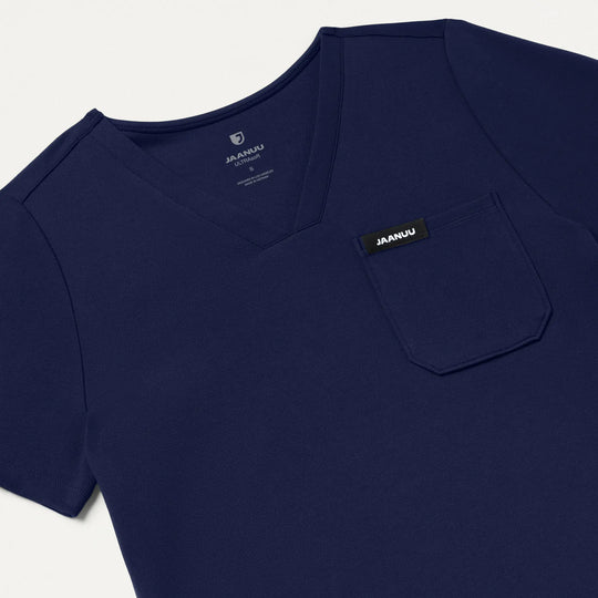Jaanuu Scrubs Women's Sona Slim ULTRAsoft Scrub Top Midnight Navy | scrub-supply.com