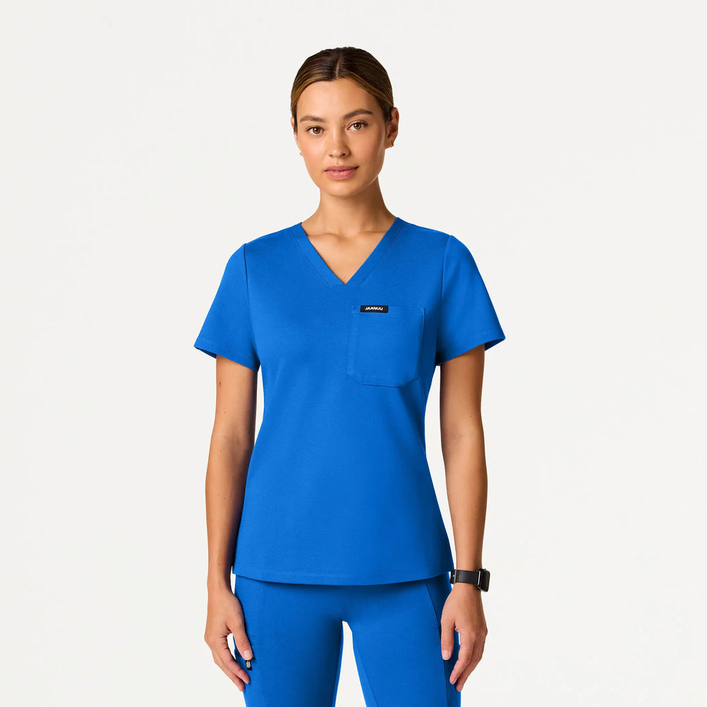 Jaanuu Scrubs Women's Sona Slim ULTRAsoft Scrub Top Royal Blue | scrub-supply.com