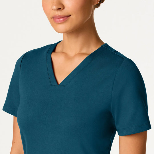 Jaanuu Scrubs Women's Kass Slim 4-Pocket ULTRAsoft Scrub Top Caribbean Blue | scrub-supply.com