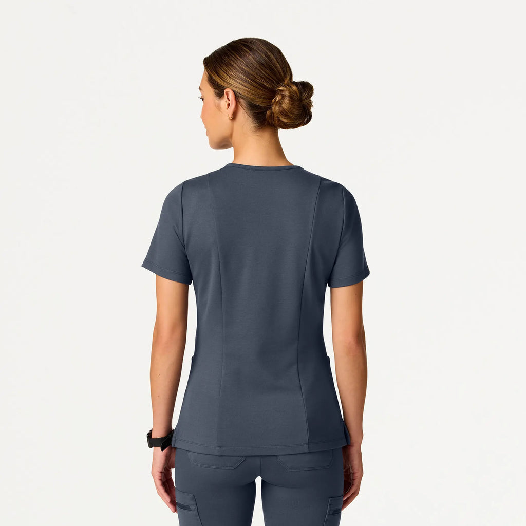 Jaanuu Scrubs Women's Kass Slim 4-Pocket ULTRAsoft Scrub Top Carbon Gray | scrub-supply.com