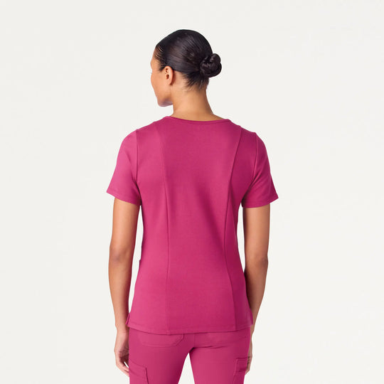 Jaanuu Scrubs Women's Kass Slim 4-Pocket Scrub Top Wild Berry | scrub-supply.com