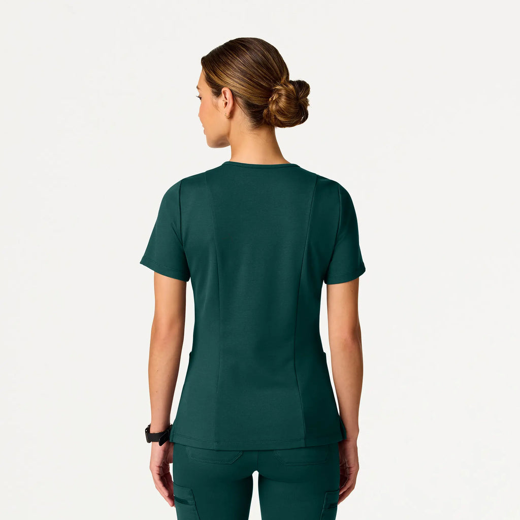 Jaanuu Scrubs Women's Kass Slim 4-Pocket ULTRAsoft Scrub Top Midnight Green | scrub-supply.com