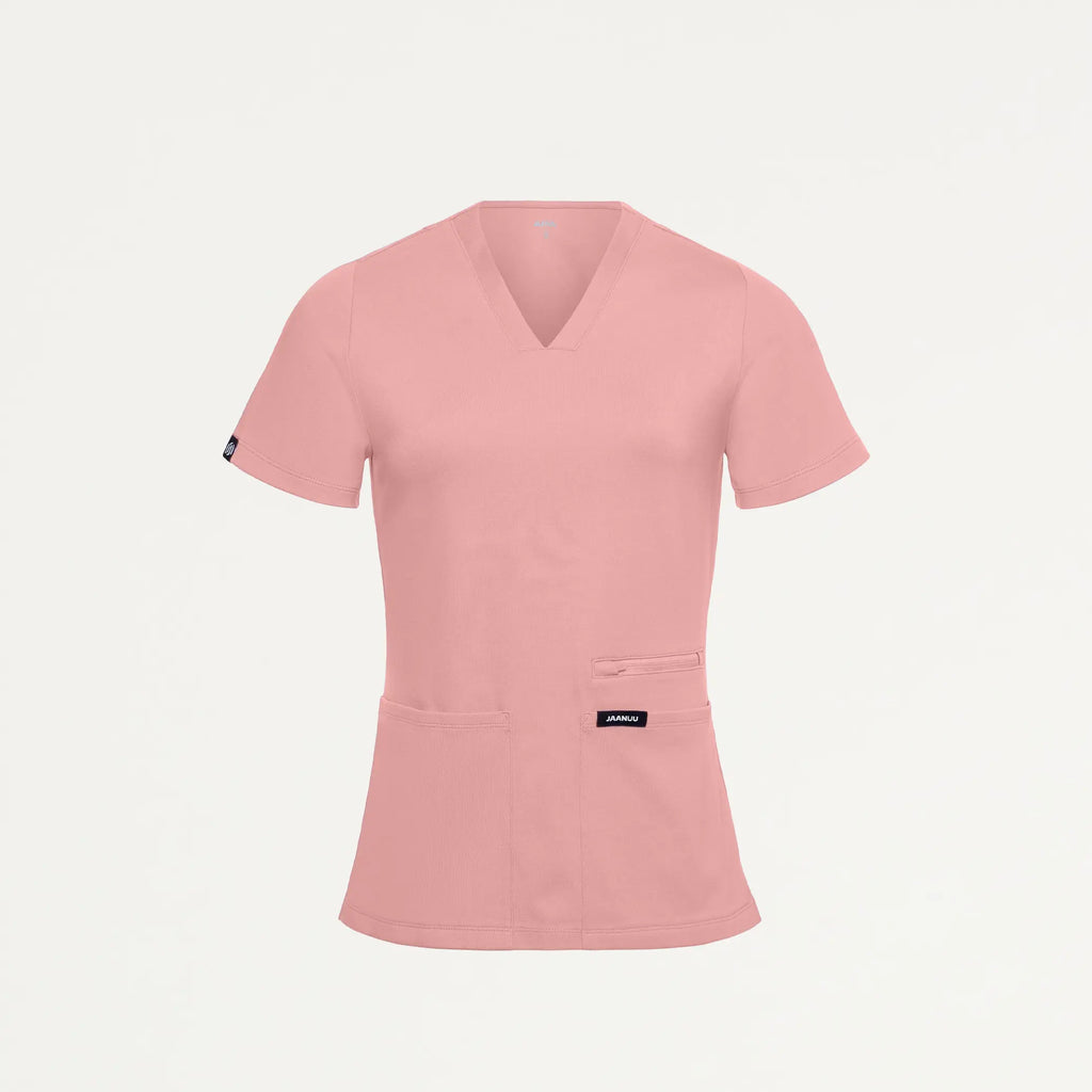 Jaanuu Scrubs Women's Kass Slim 4-Pocket ULTRAsoft Scrub Top Mauve | scrub-supply.com