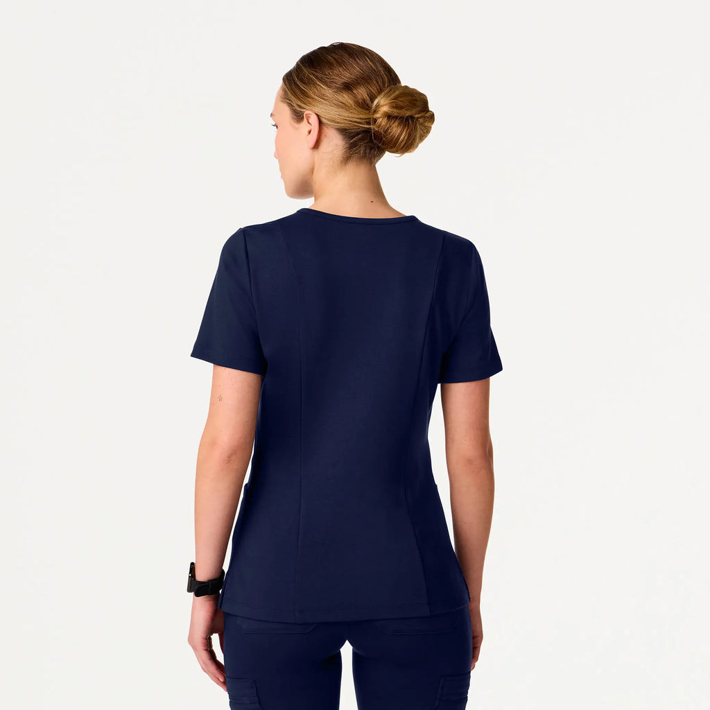 Jaanuu Scrubs Women's Kass Slim 4-Pocket ULTRAsoft Scrub Top Midnight Navy | scrub-supply.com