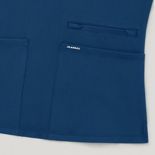 Jaanuu Scrubs Women's Kass Slim 4-Pocket Scrub Top Ocean | scrub-supply.com
