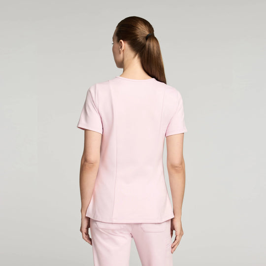 Jaanuu Scrubs Women's Kass Slim 4-Pocket ULTRAsoft Scrub Top Rose Quartz | scrub-supply.com
