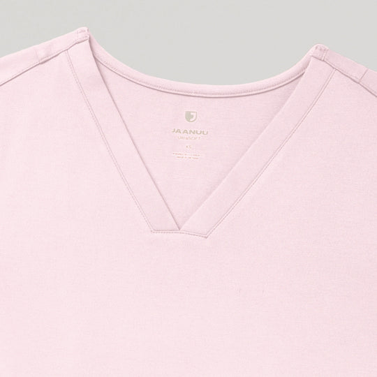 Jaanuu Scrubs Women's Kass Slim 4-Pocket ULTRAsoft Scrub Top Rose Quartz | scrub-supply.com