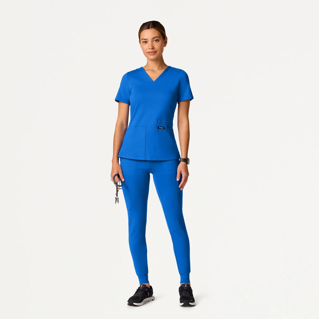Jaanuu Scrubs Women's Kass Slim 4-Pocket ULTRAsoft Scrub Top Royal Blue | scrub-supply.com