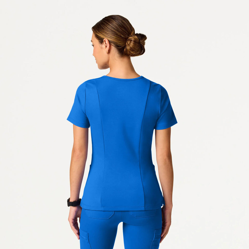 Jaanuu Scrubs Women's Kass Slim 4-Pocket ULTRAsoft Scrub Top Royal Blue | scrub-supply.com