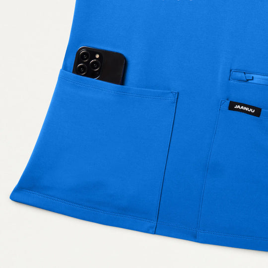 Jaanuu Scrubs Women's Kass Slim 4-Pocket ULTRAsoft Scrub Top Royal Blue | scrub-supply.com