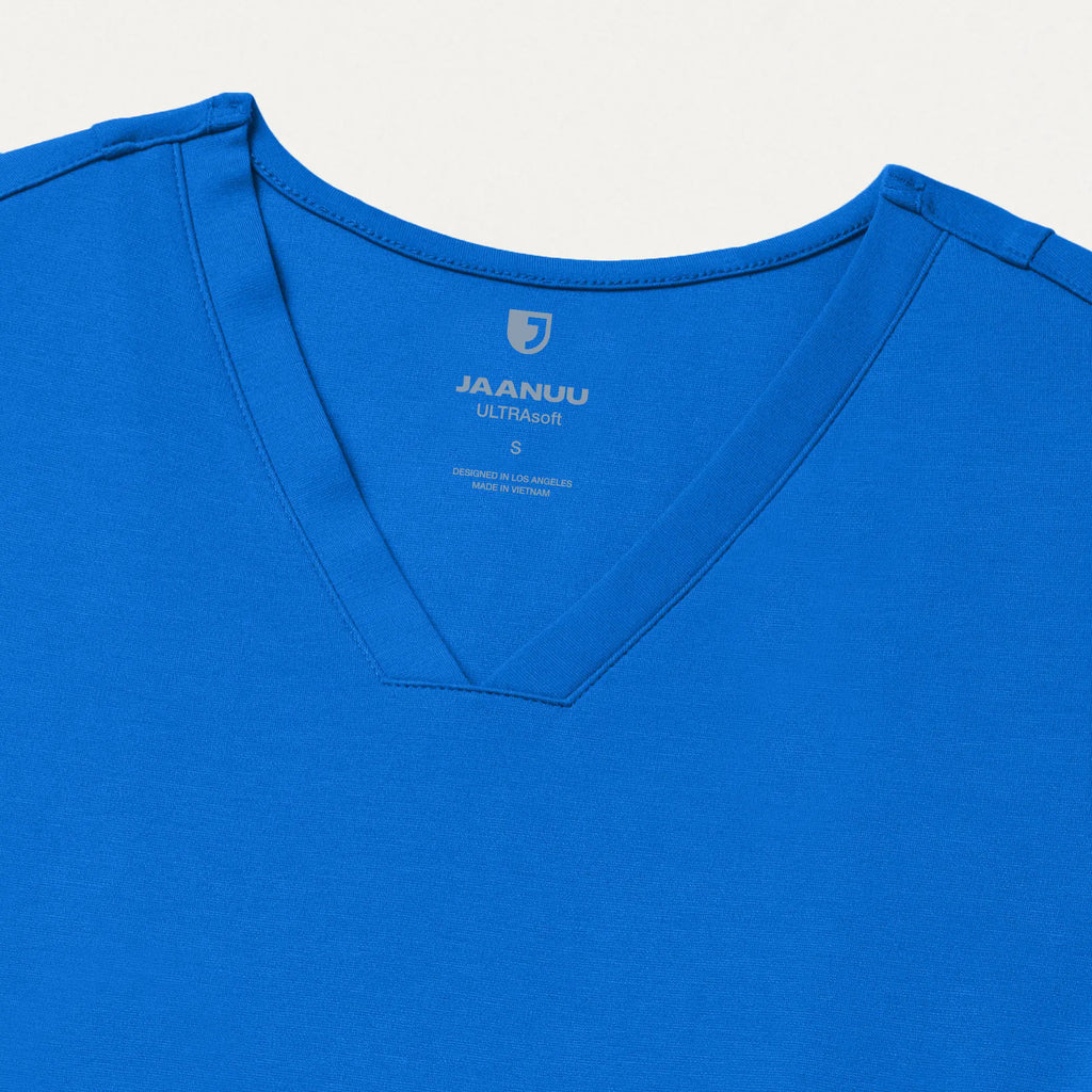 Jaanuu Scrubs Women's Kass Slim 4-Pocket ULTRAsoft Scrub Top Royal Blue | scrub-supply.com