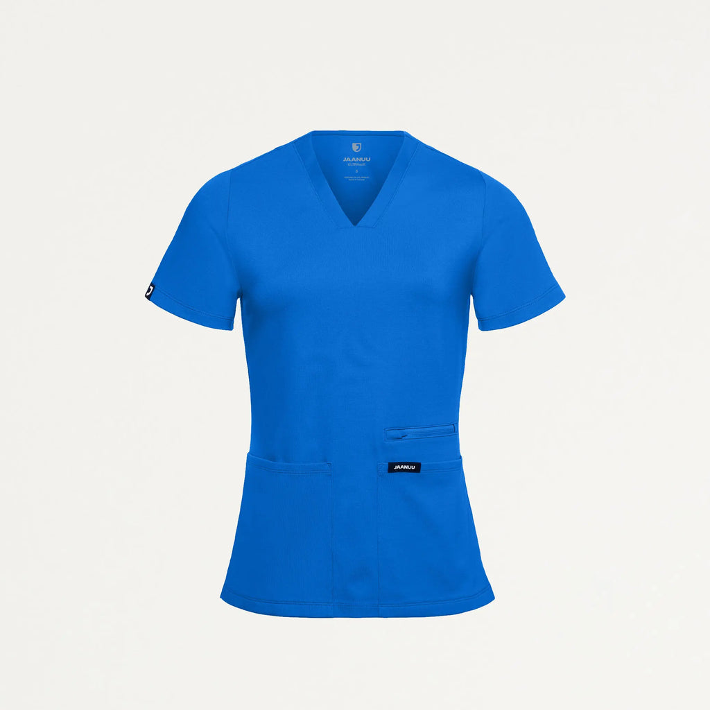 Jaanuu Scrubs Women's Kass Slim 4-Pocket ULTRAsoft Scrub Top Royal Blue | scrub-supply.com