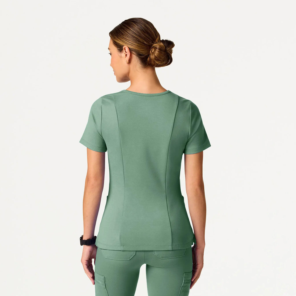 Jaanuu Scrubs Women's Kass Slim 4-Pocket ULTRAsoft Scrub Top Sage | scrub-supply.com