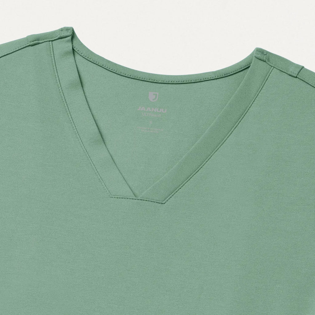Jaanuu Scrubs Women's Kass Slim 4-Pocket ULTRAsoft Scrub Top Sage | scrub-supply.com