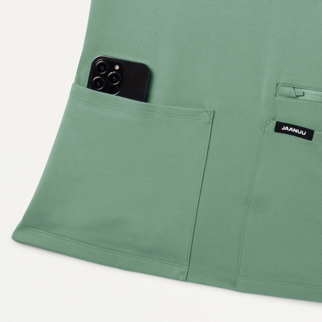 Jaanuu Scrubs Women's Kass Slim 4-Pocket ULTRAsoft Scrub Top Sage | scrub-supply.com