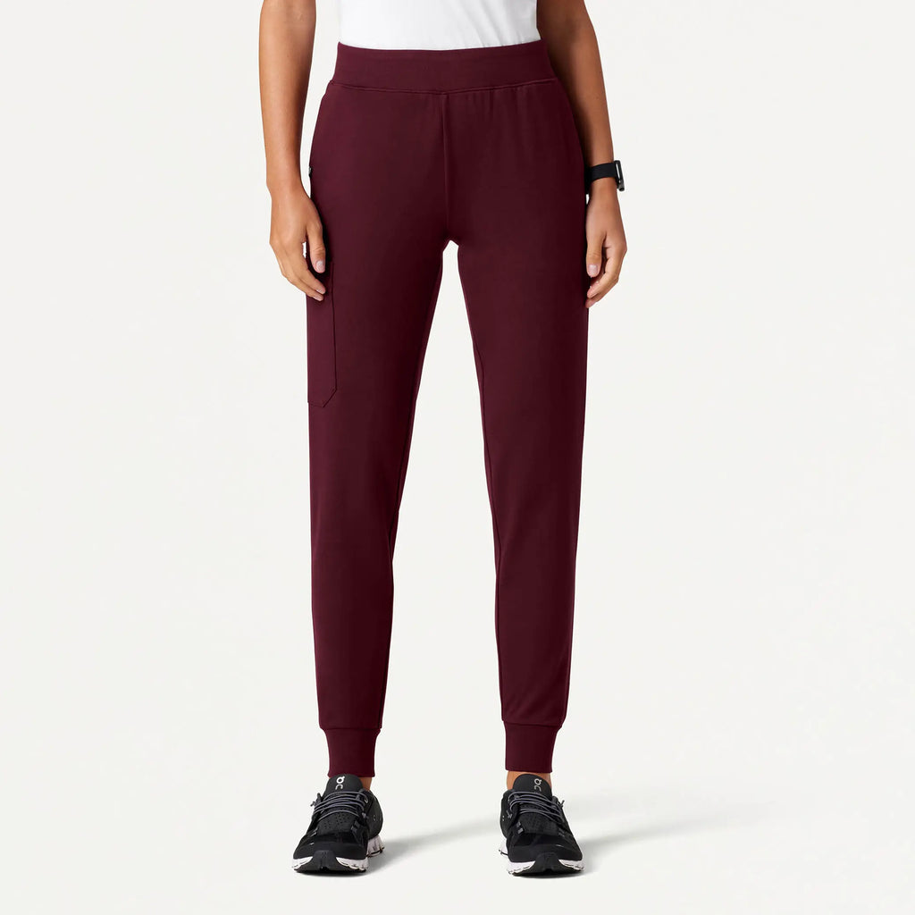 Jaanuu Scrubs Women's Rubi Slim ULTRAsoft Scrub Jogger Burgundy | scrub-supply.com