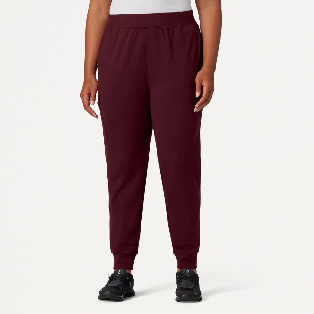 Jaanuu Scrubs Women's Rubi Slim ULTRAsoft Scrub Jogger Burgundy | scrub-supply.com