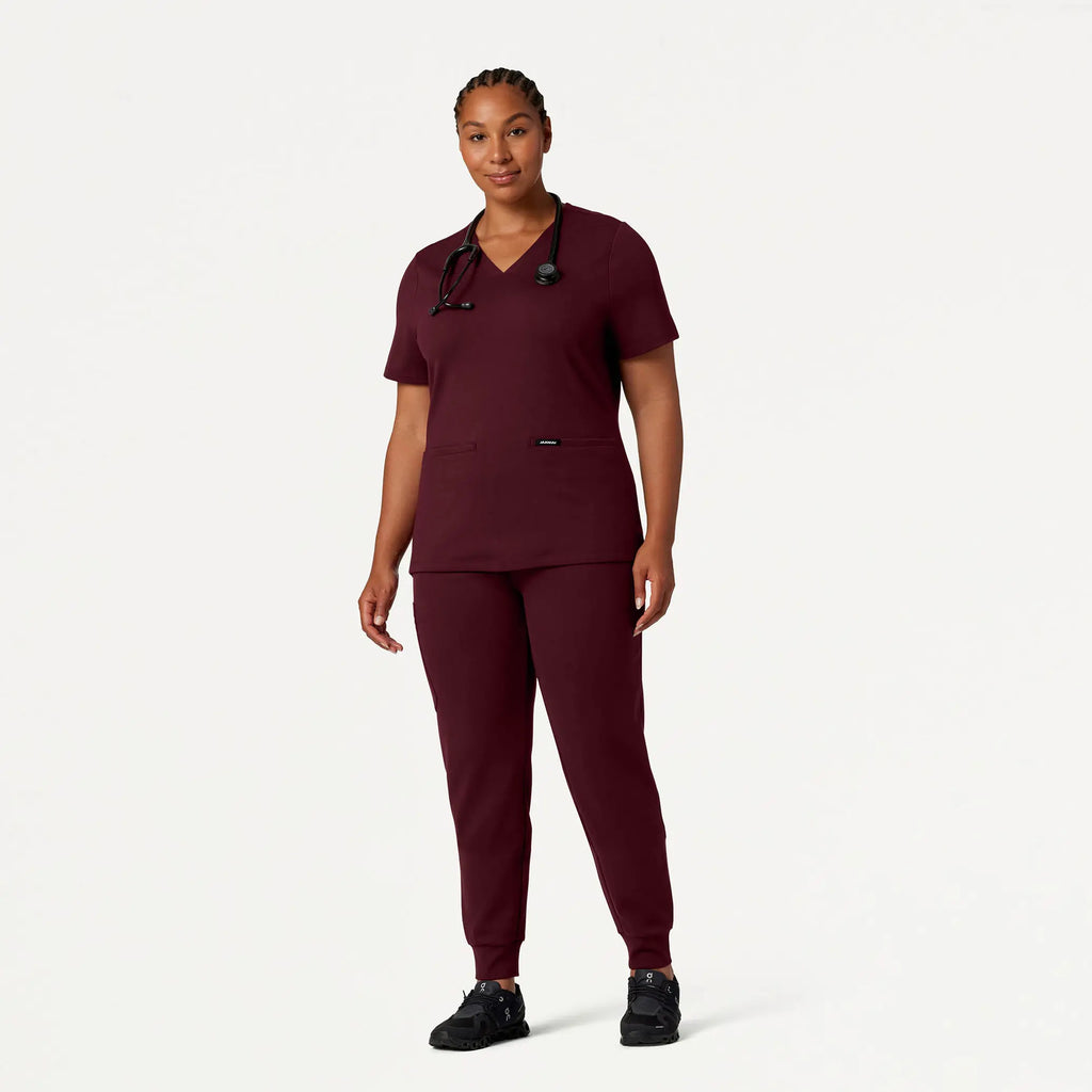 Jaanuu Scrubs Women's Rubi Slim ULTRAsoft Scrub Jogger Burgundy | scrub-supply.com