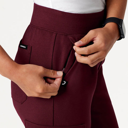 Jaanuu Scrubs Women's Rubi Slim ULTRAsoft Scrub Jogger Burgundy | scrub-supply.com