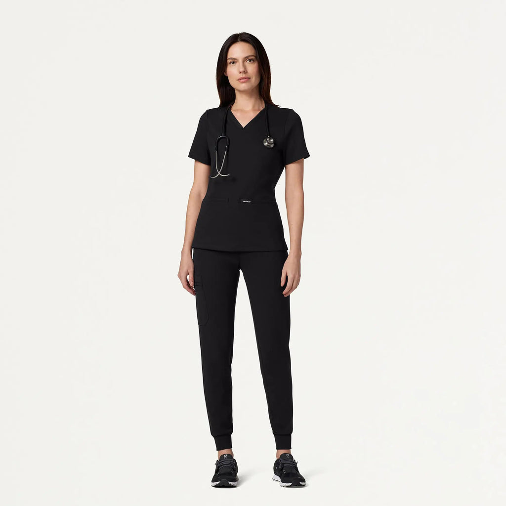 Jaanuu Scrubs Women's Rubi Slim ULTRAsoft Scrub Jogger Black | scrub-supply.com