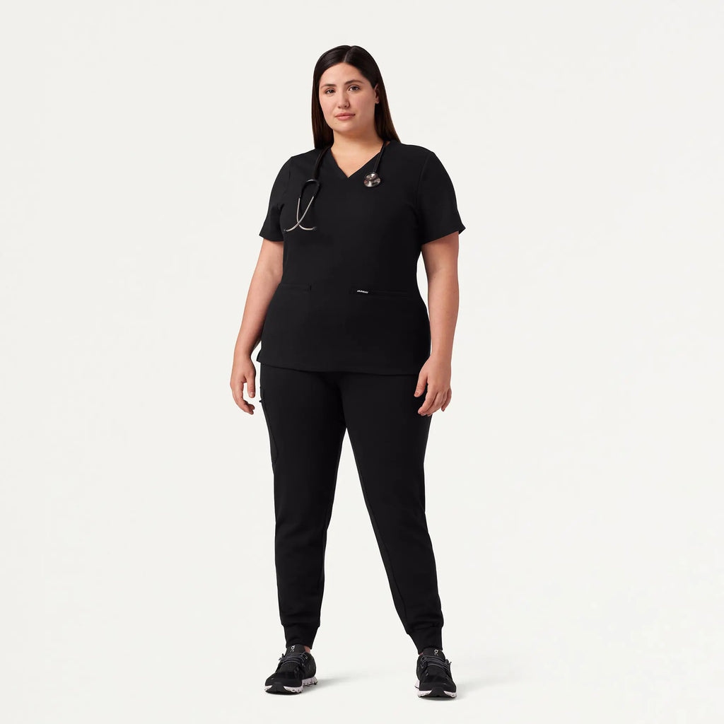 Jaanuu Scrubs Women's Rubi Slim ULTRAsoft Scrub Jogger Black | scrub-supply.com