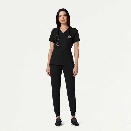 Jaanuu Scrubs Women's Rubi Slim ULTRAsoft Scrub Jogger Black | scrub-supply.com