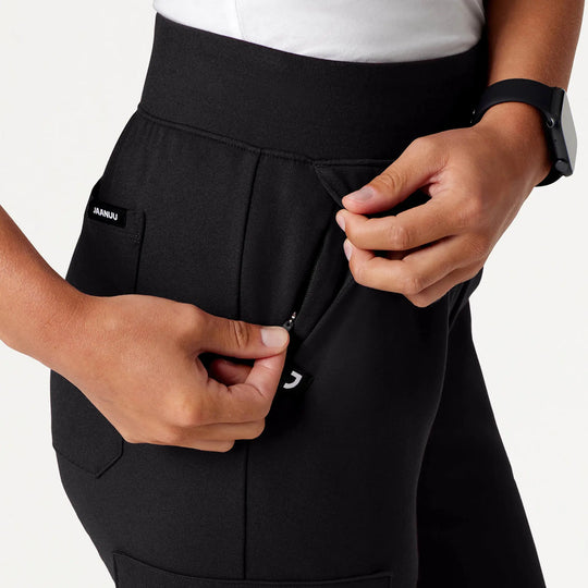 Jaanuu Scrubs Women's Rubi Slim ULTRAsoft Scrub Jogger Black | scrub-supply.com