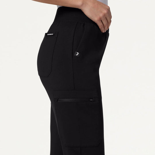 Jaanuu Scrubs Women's Rubi Slim ULTRAsoft Scrub Jogger Black | scrub-supply.com