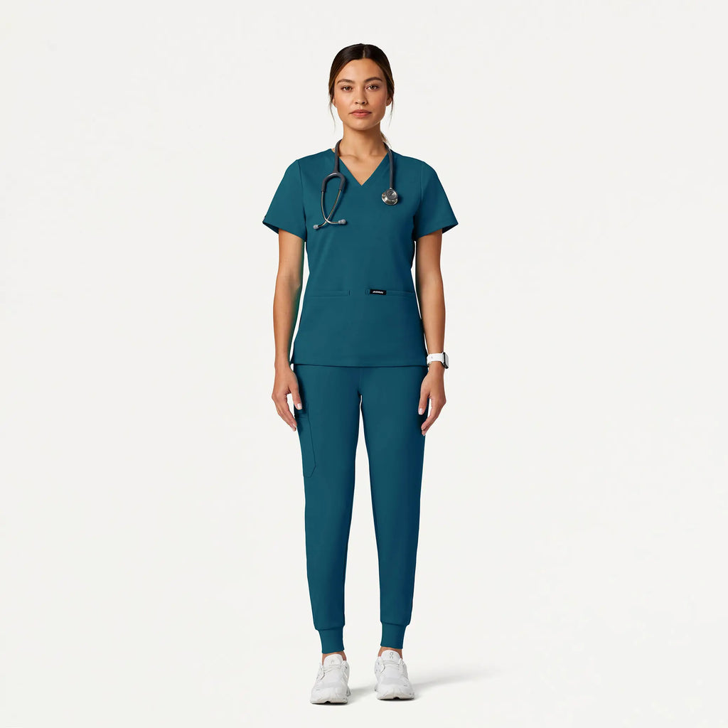 Jaanuu Scrubs Women's Rubi Slim ULTRAsoft Scrub Jogger Caribbean Blue | scrub-supply.com