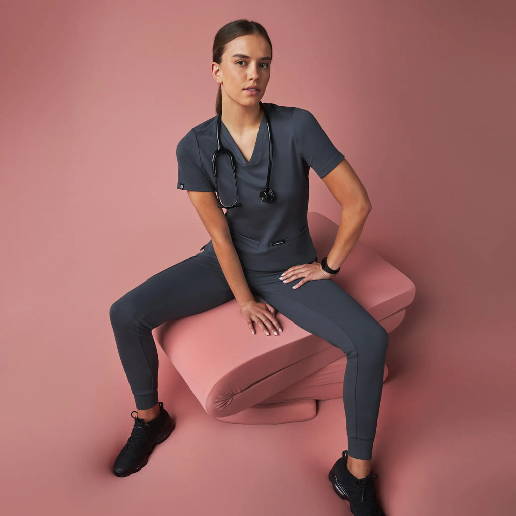 Jaanuu Scrubs Women's Rubi Slim ULTRAsoft Scrub Jogger Carbon Gray | scrub-supply.com