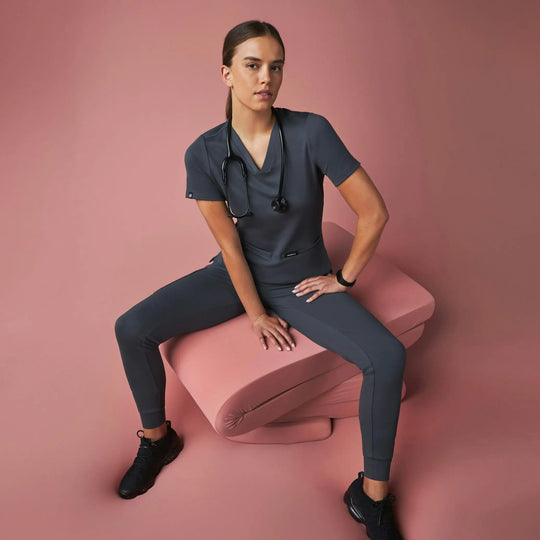 Jaanuu Scrubs Women's Rubi Slim ULTRAsoft Scrub Jogger Carbon Gray | scrub-supply.com