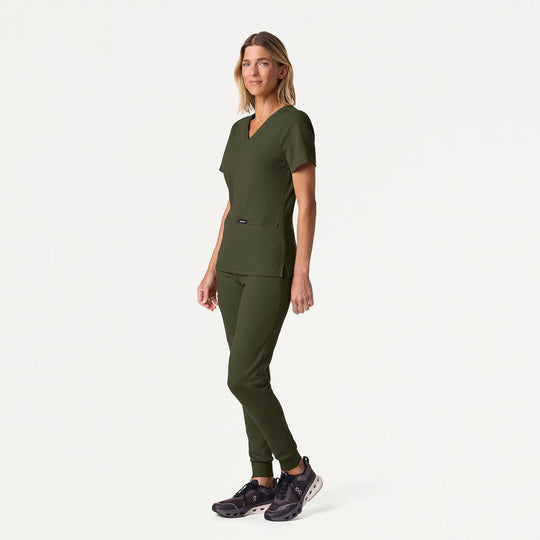 Jaanuu Scrubs Women's Rubi Slim ULTRAsoft Scrub Jogger Deep Olive | scrub-supply.com