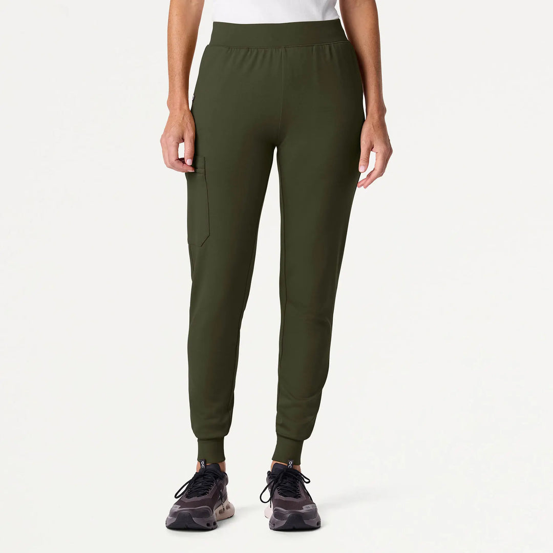 Jaanuu Scrubs Women's Rubi Slim ULTRAsoft Scrub Jogger Deep Olive | scrub-supply.com