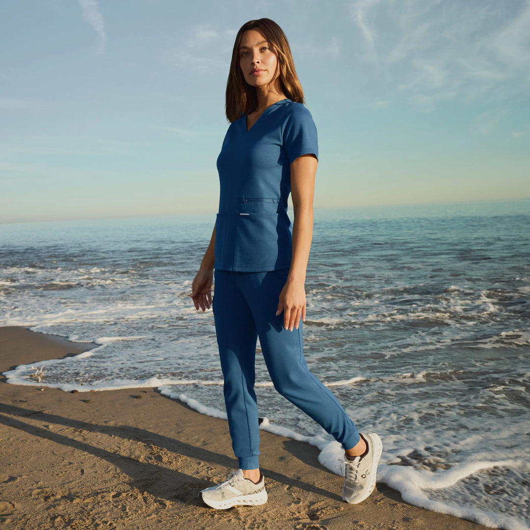 Jaanuu Scrubs Women's Rubi Slim ULTRAsoft Scrub Jogger Ocean | scrub-supply.com